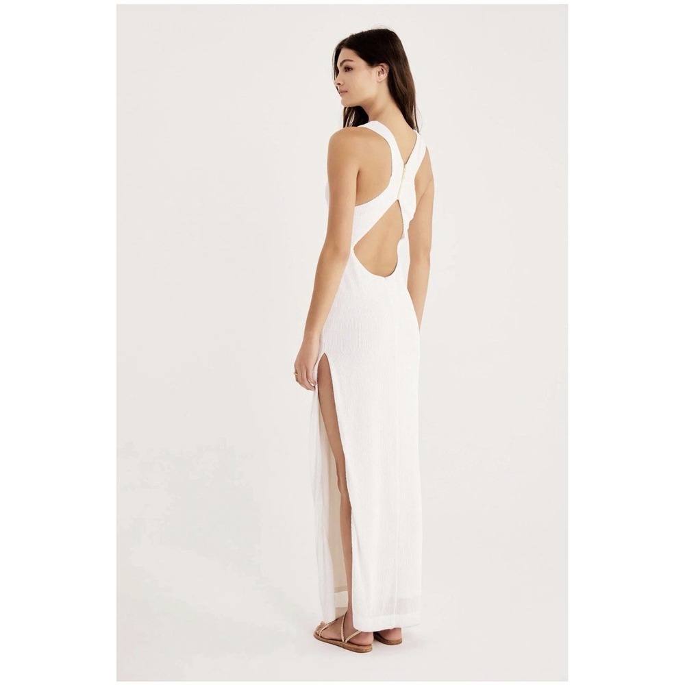 Rumer The Label Rosa Maxi Dress Size X-Small White Ribbed Stretchy Bodycon A-7